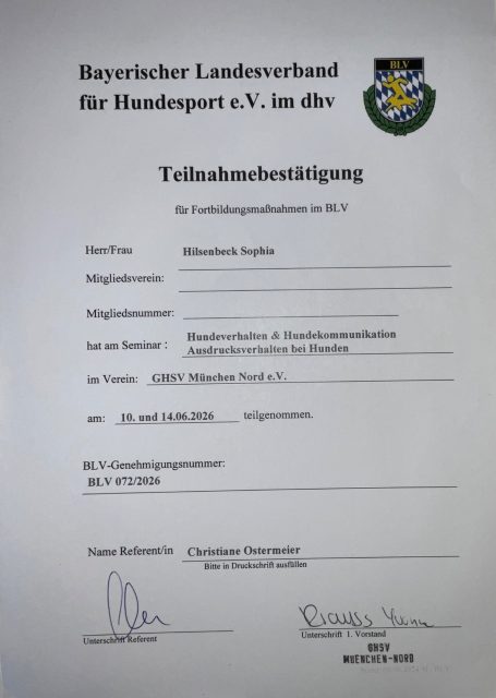 Teilnahmebestätigung